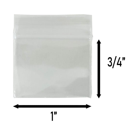 Apple Bags Mini Zip Resealable Baggies, 1034 Clear 1" x 0.75" 100ct / 1000ct / 3000ct