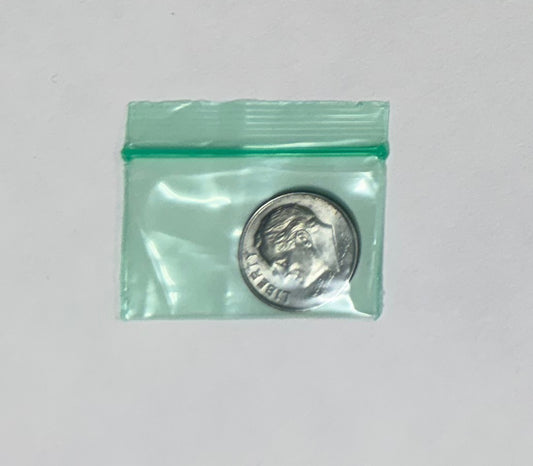 Apple Bags Mini Zip Resealable Baggies, 1510 Green 1.5" x 1" 100ct / 1000ct / 3000ct