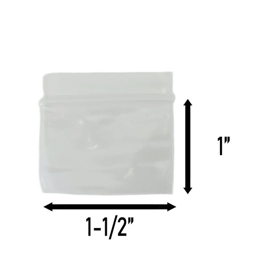 Apple Bags Mini Zip Resealable Baggies, 1510 Clear 1.5" x 1" 100ct / 1000ct / 3000ct