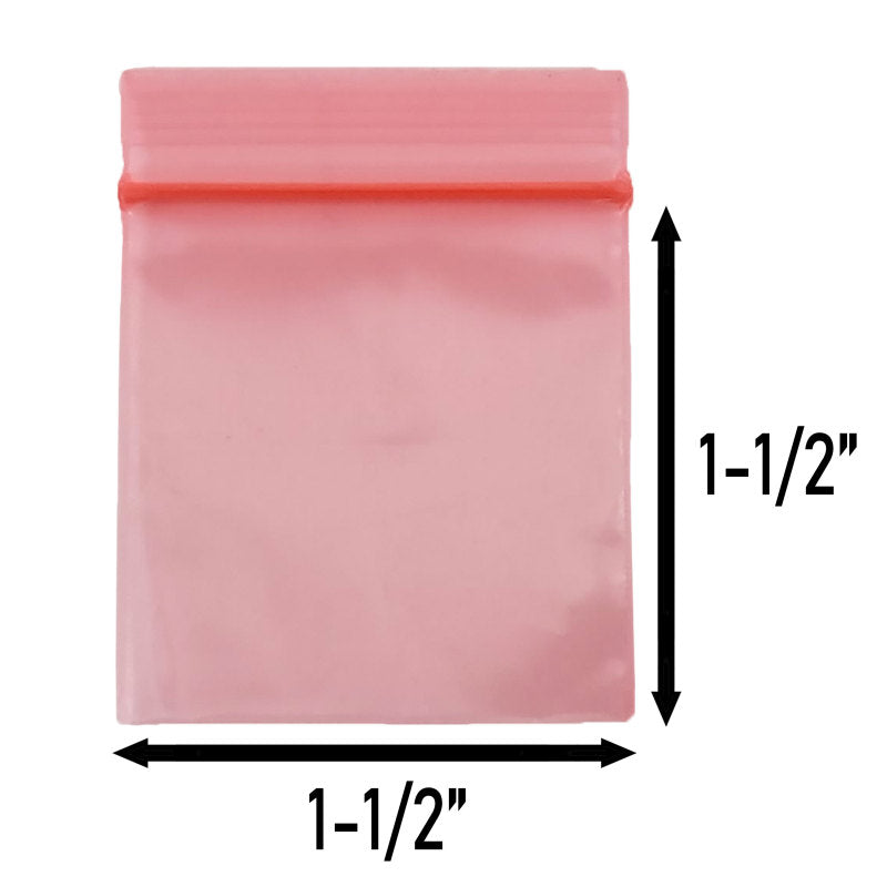 Apple Bags Mini Zip Resealable Baggies, 1515 Red 1.5" x 1.5" 100ct / 1000ct / 3000ct