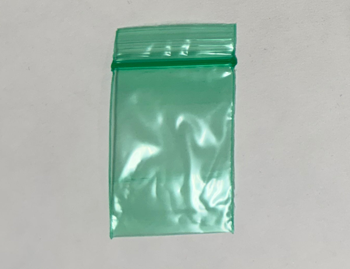 Apple Bags Mini Zip Resealable Baggies, 1520 Green 1.5" x 2" 100ct / 1000ct / 3000ct