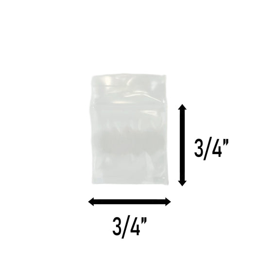 Apple Bags Mini Zip Resealable Baggies, 3434 Clear 3/4" x 3/4" 100ct / 1000ct / 3000ct