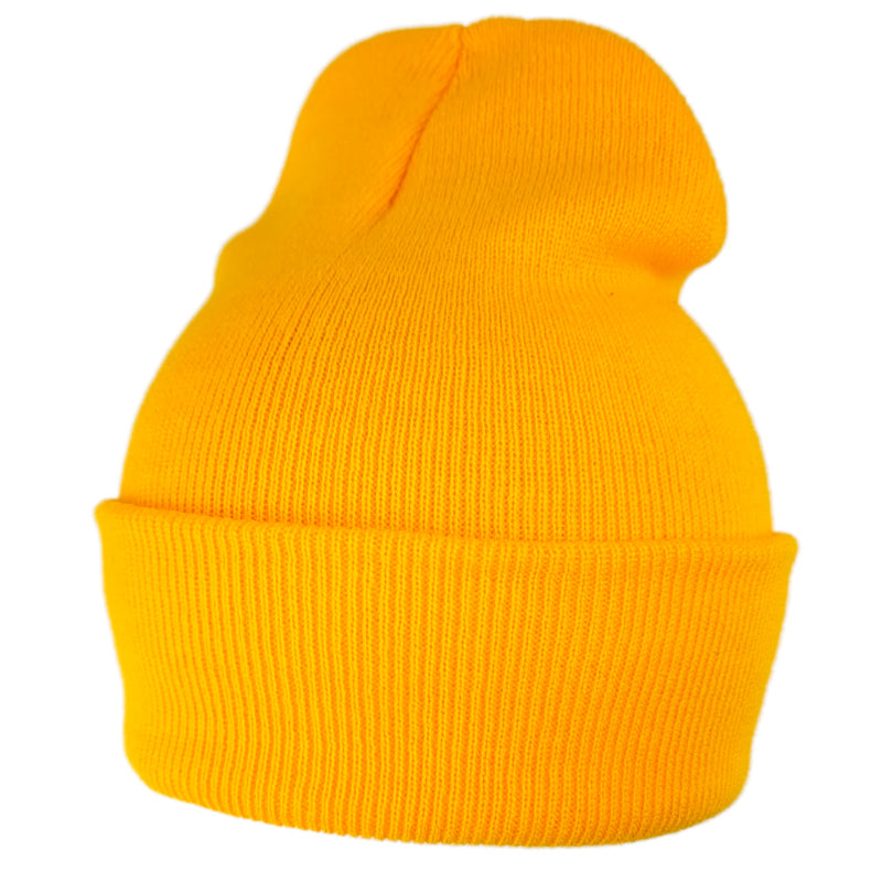 Yellow Unisex Cuffed Knit Winter Beanie, 1ct to 12ct