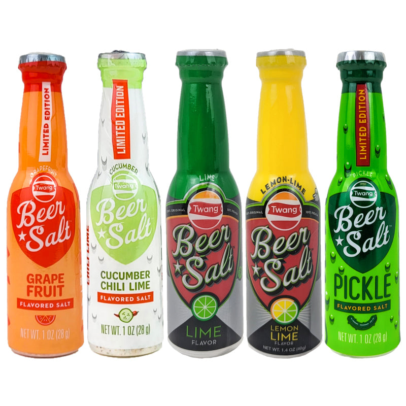 5-Pack SAMPLER Variety Pack Twang Beer Salt Bottles, 1 OZ, 5 Flavors