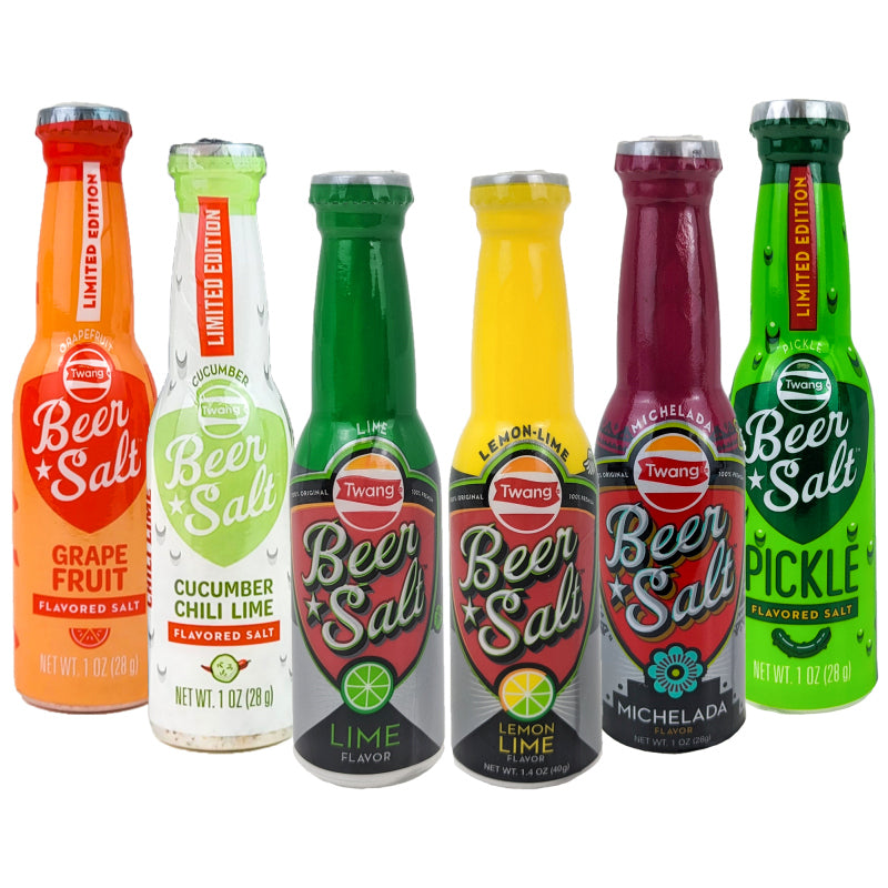 6-Pack SAMPLER #1 Variety Pack Twang Beer Salt Bottles, 1 OZ, 6 Flavors