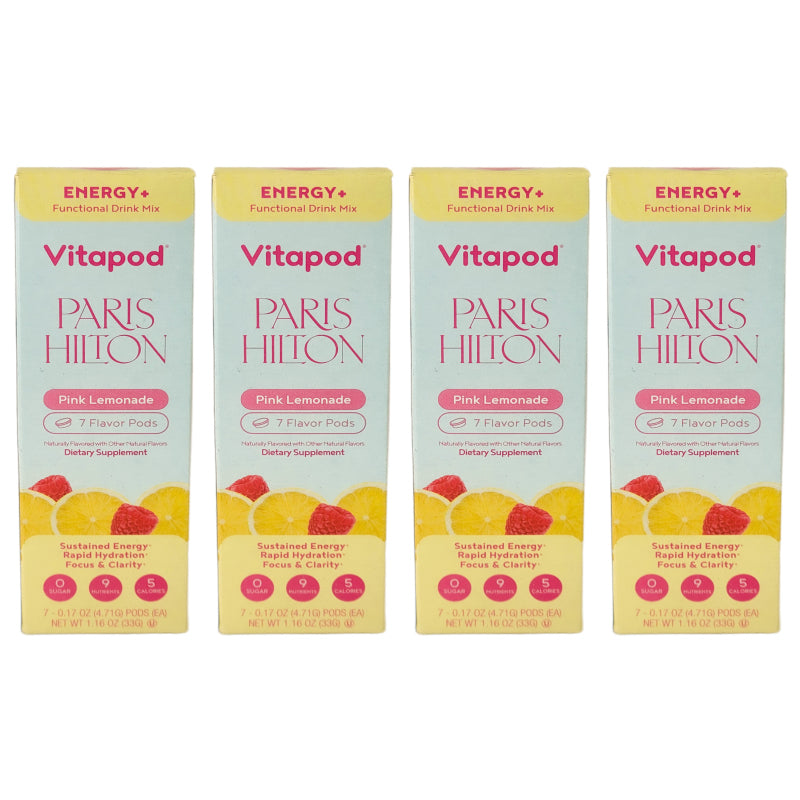 Pink Lemonade ENERGY+ Flavor Paris Hilton x Vitapod Drink Mix Pods, 1 Box (7 Pods) to 4 Boxes (28 Pods)