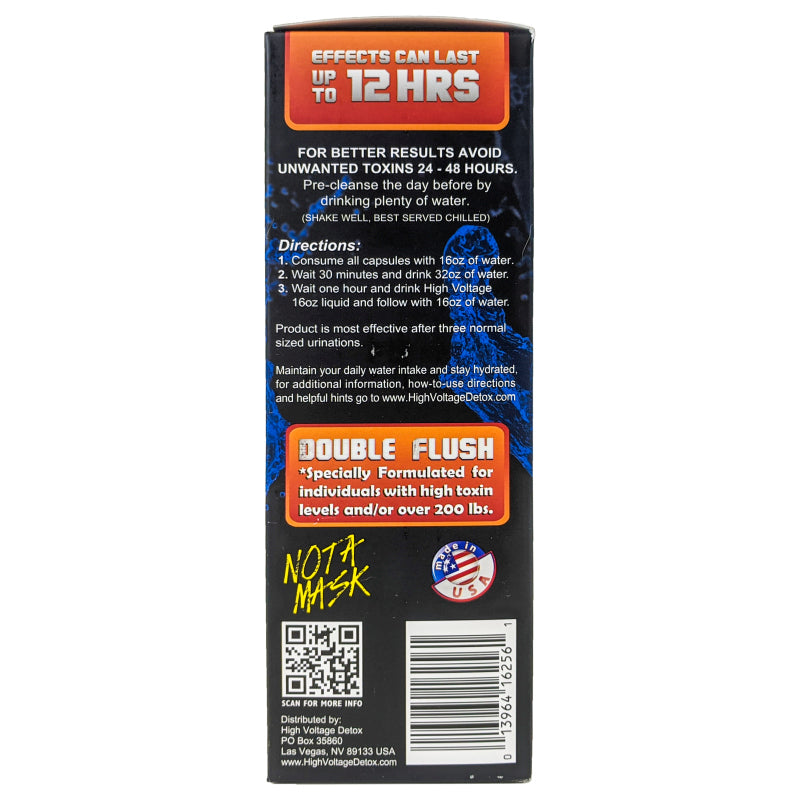 High Voltage DOUBLE FLUSH Detox Drink w Capsules, 16oz Blue Berry Flavor