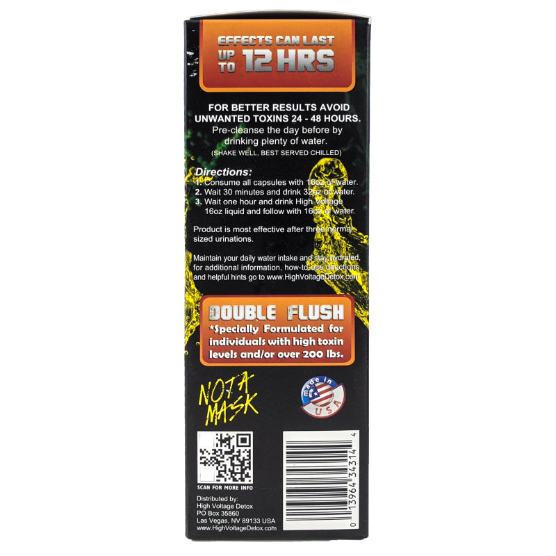 High Voltage DOUBLE FLUSH Detox Drink w Capsules, 16oz Lemon Lime Flavor