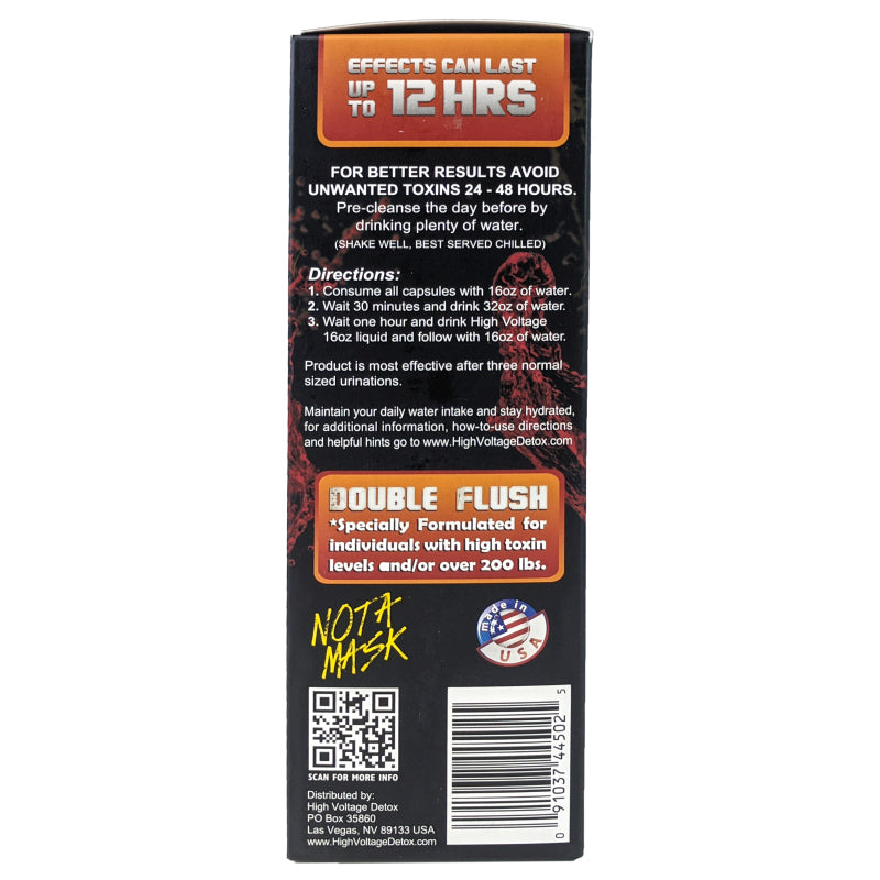 High Voltage DOUBLE FLUSH Detox Drink w Capsules, 16oz Pomegranate Flavor