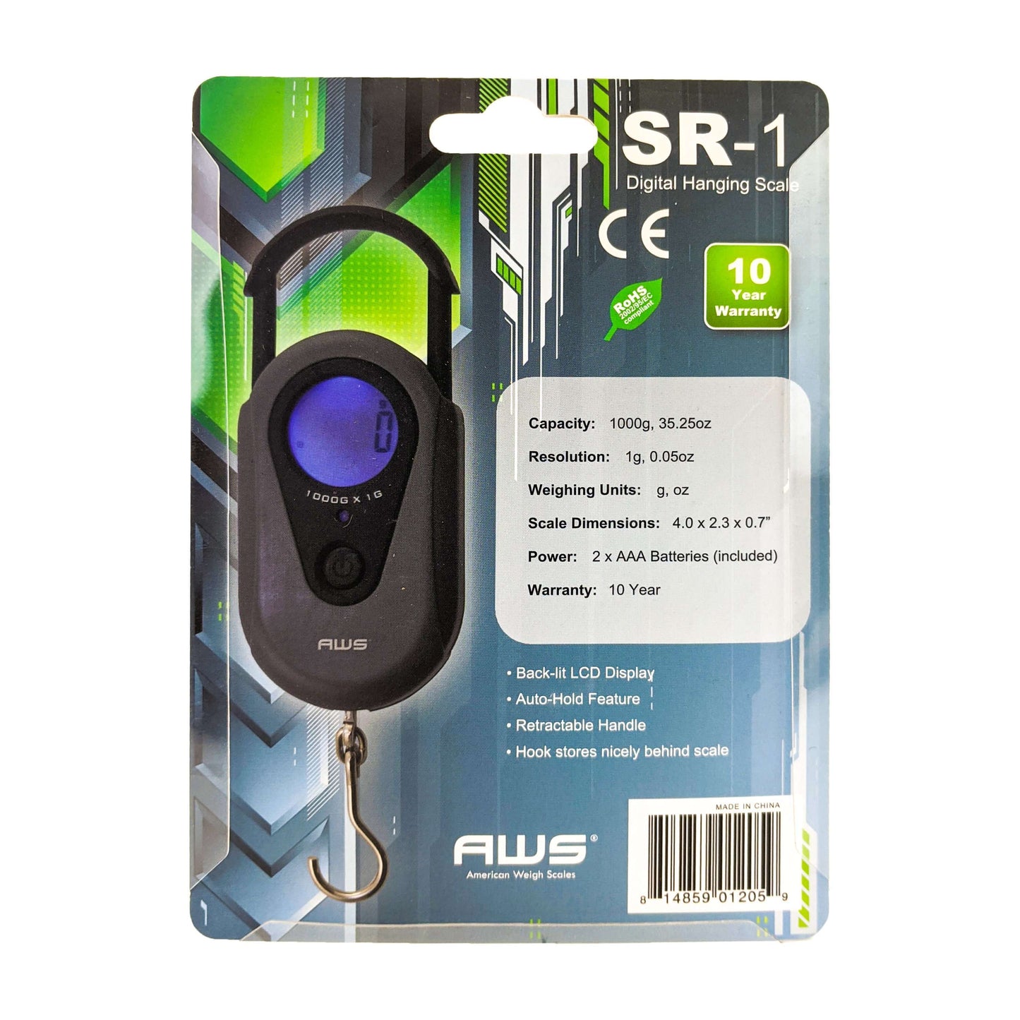 AWS Digital Hanging Scale, 1000g x 1g, SR-1