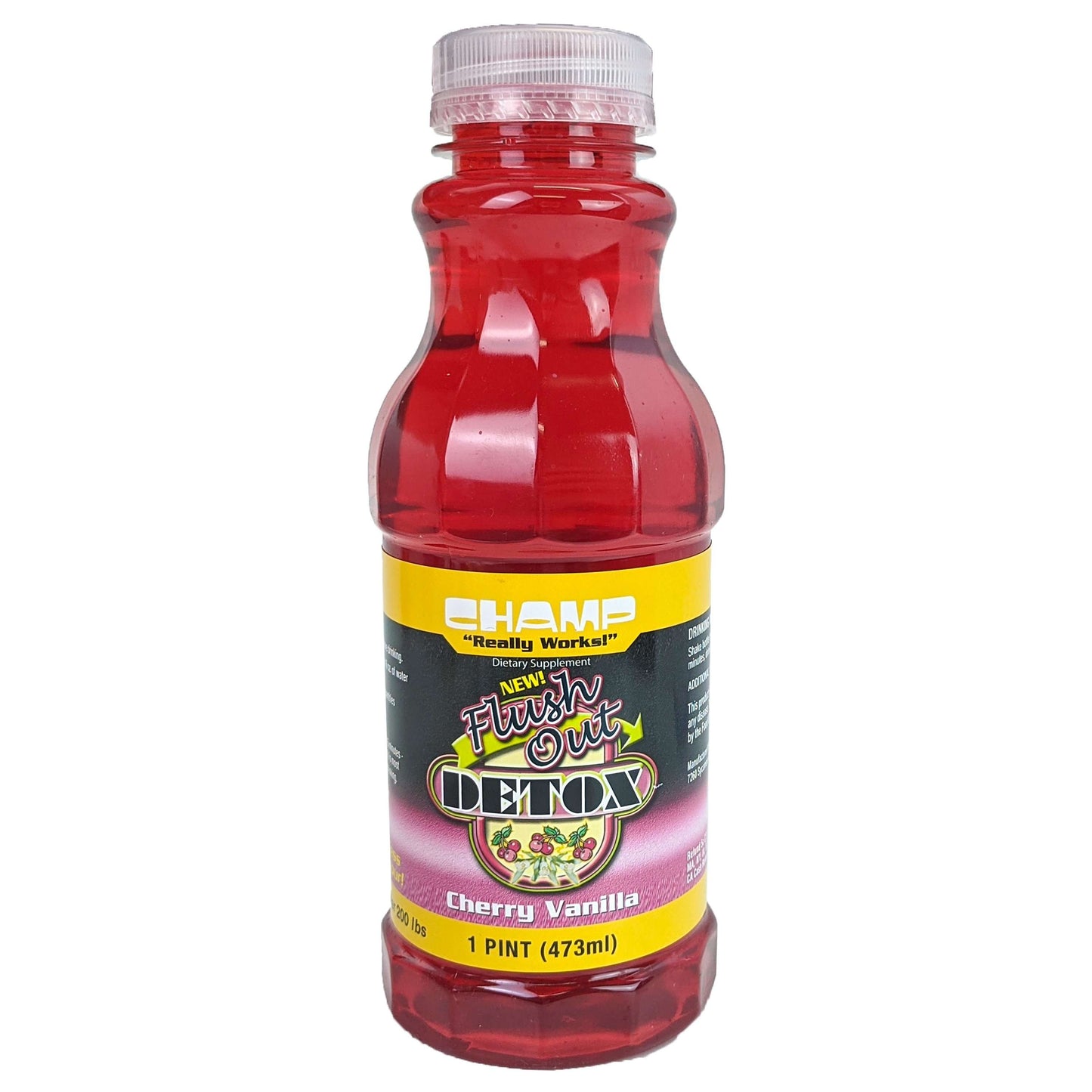 Champ Flush Out Detox Drink 1 Pint/473ml, Cherry Vanilla Flavor