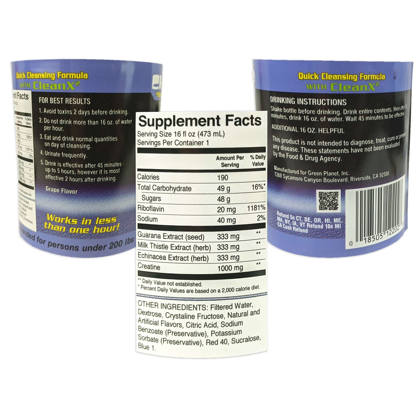 Champ Flush Out Detox Drink 1 Pint/473ml, Grape Flavor