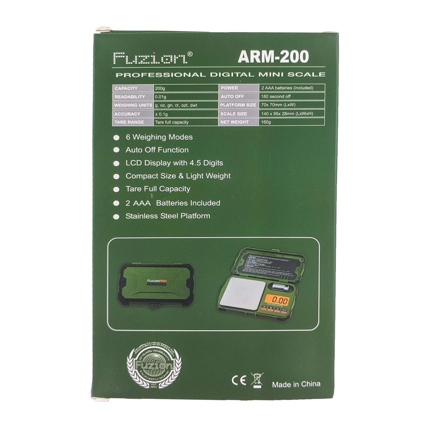 Fuzion Armoured Digital Scale, 200g x 0.01g, ARM-200