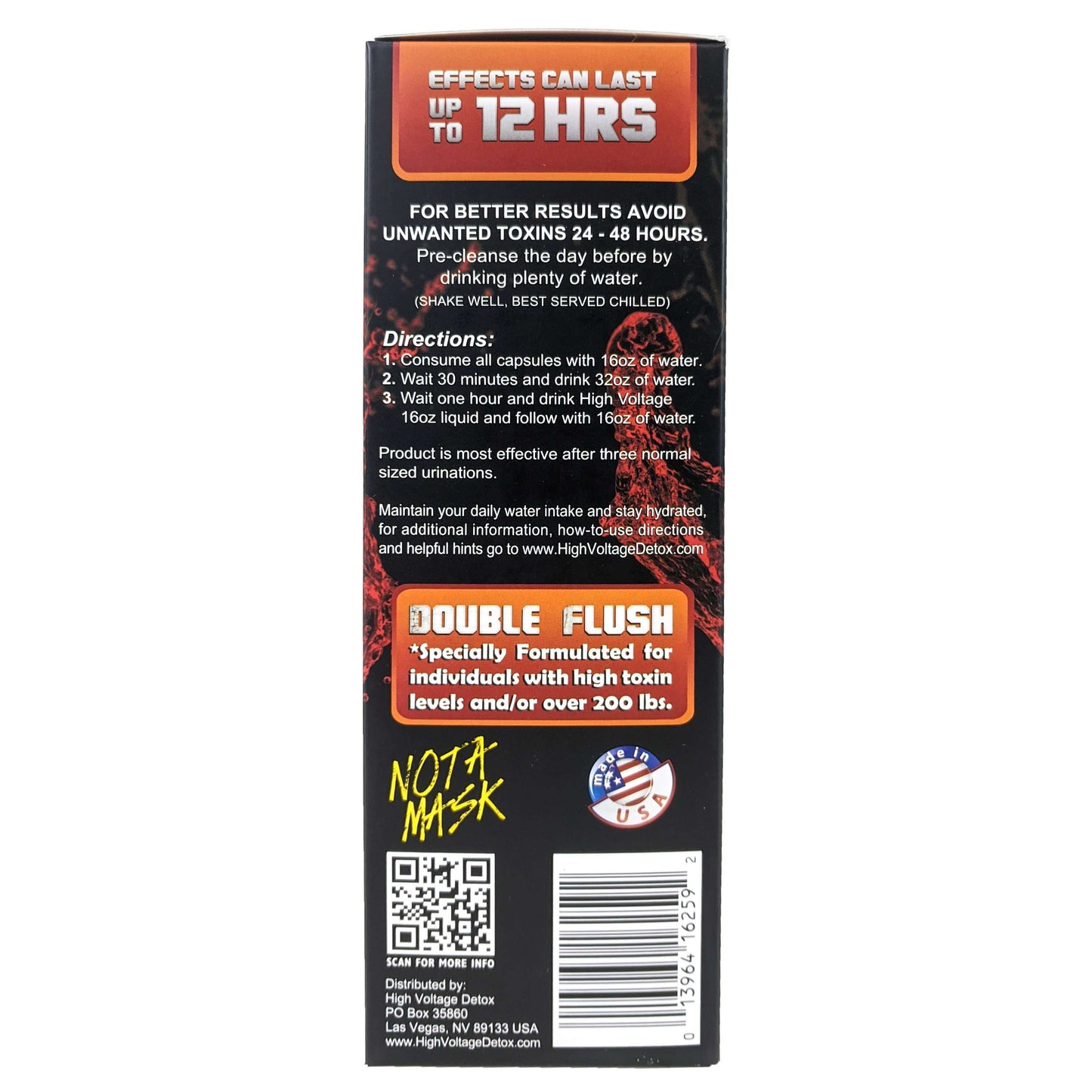 High Voltage DOUBLE FLUSH Detox Drink w Capsules, 16oz Blazin' Cherry Flavor