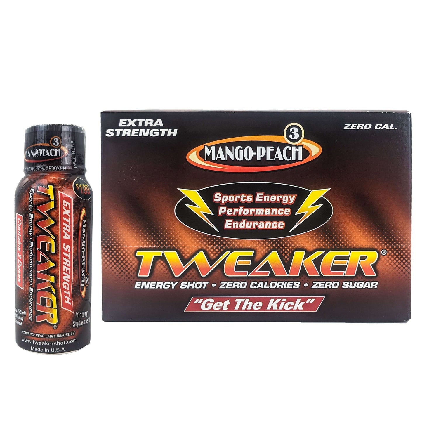 Tweaker 2oz Extra Strength Energy Shot, Mango-Peach Flavor