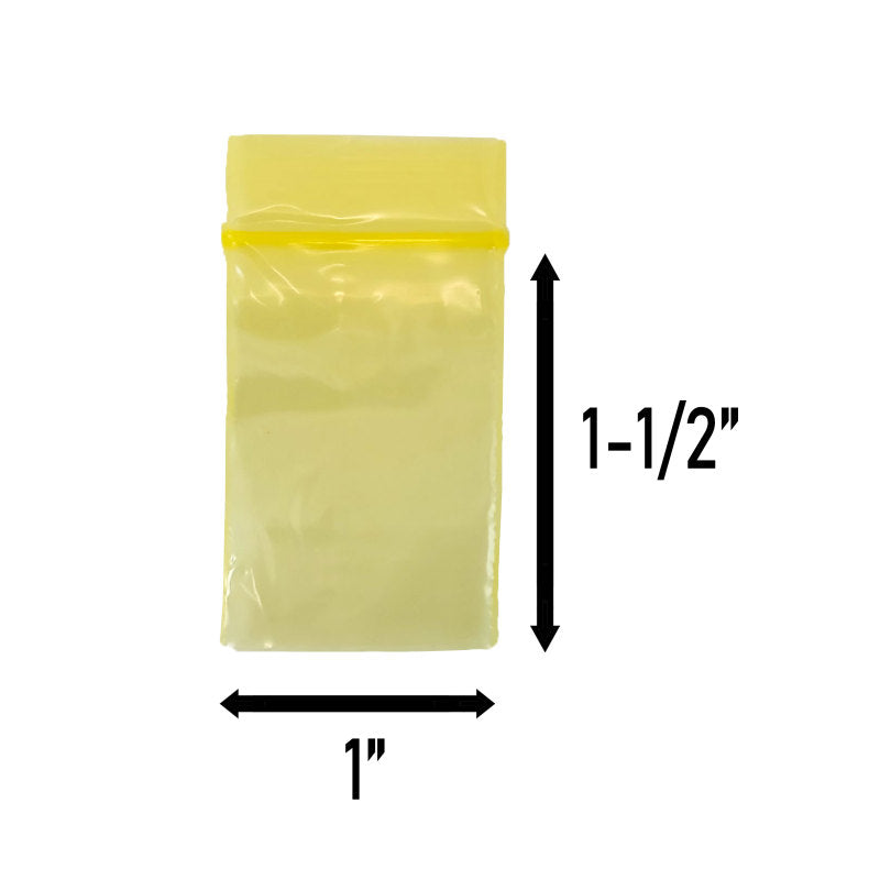 Apple Bags Mini Zip Resealable Baggies, 1015 Yellow 1" x 1.5"