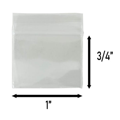 Apple Bags Mini Zip Resealable Baggies, 1034 Clear 1" x 0.75" 100ct / 1000ct / 3000ct