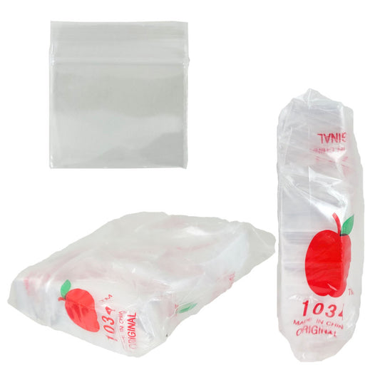 Apple Bags Mini Zip Resealable Baggies, 1034 Clear 1" x 0.75" 100ct / 1000ct / 3000ct