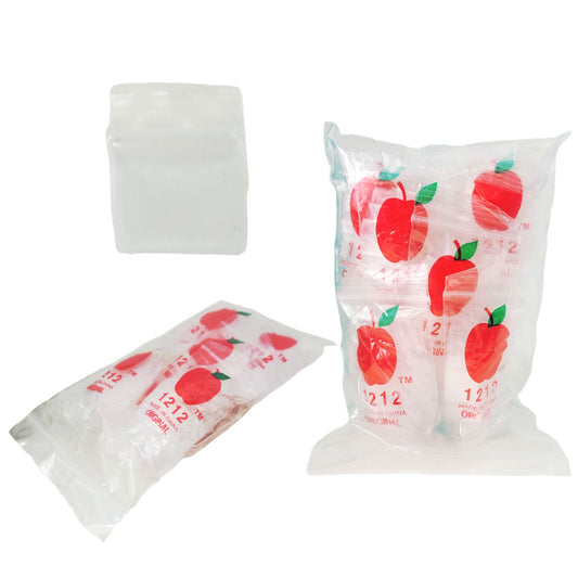 Apple Bags Mini Zip Resealable Baggies, 1212 Clear 0.5" x 0.5" 100ct / 1000ct / 3000ct