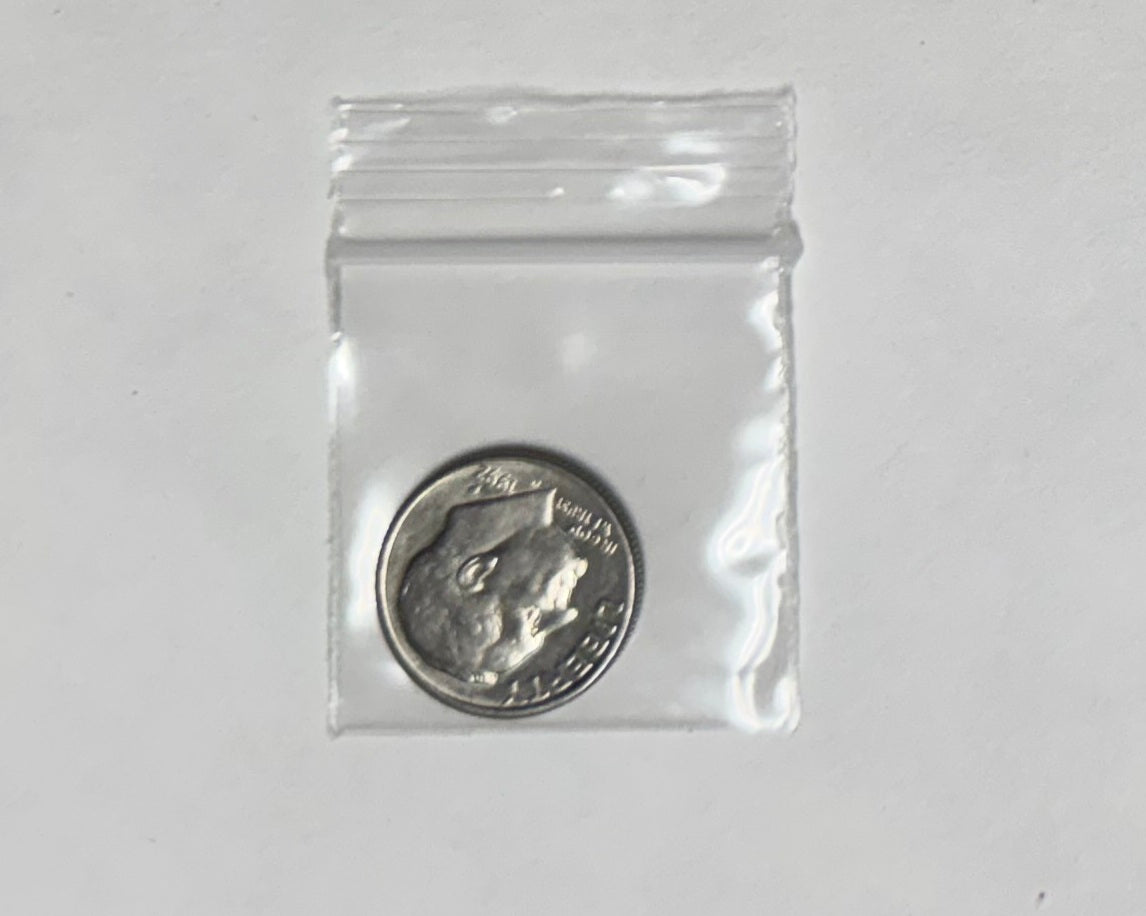 Apple Bags Mini Zip Resealable Baggies, 125125 Clear 1.25" x 1.25" 100ct / 1000ct / 3000ct