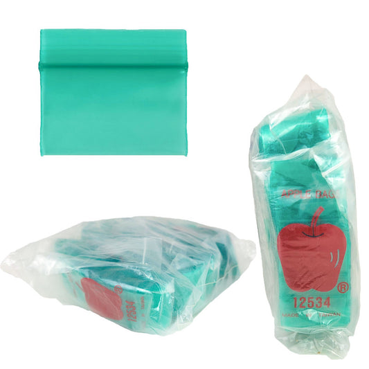 Apple Bags Mini Zip Resealable Baggies, 12534 Green 1.25" x 3/4" 100ct / 1000ct / 3000ct