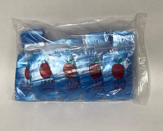 Apple Bags Mini Zip Resealable Baggies, 1510 Blue 1.5" x 1" 100ct / 1000ct / 3000ct