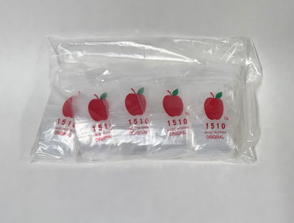 Apple Bags Mini Zip Resealable Baggies, 1510 Clear 1.5" x 1" 100ct / 1000ct / 3000ct