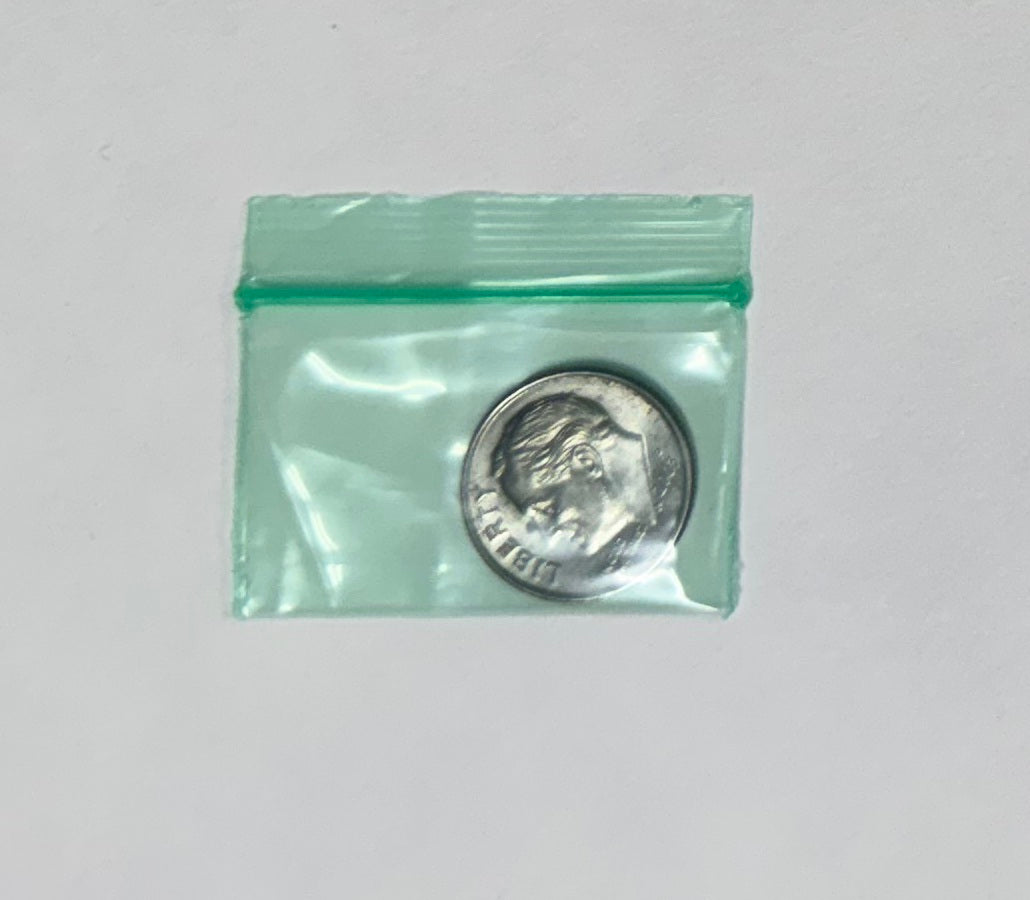 Apple Bags Mini Zip Resealable Baggies, 1510 Green 1.5" x 1" 100ct / 1000ct / 3000ct