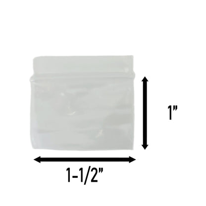 Apple Bags Mini Zip Resealable Baggies, 1510 Clear 1.5" x 1" 100ct / 1000ct / 3000ct