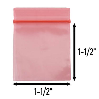 Apple Bags Mini Zip Resealable Baggies, 1515 Red 1.5" x 1.5" 100ct / 1000ct / 3000ct