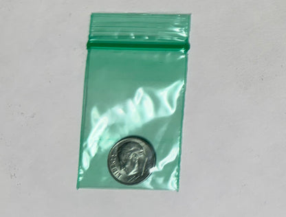 Apple Bags Mini Zip Resealable Baggies, 1520 Green 1.5" x 2" 100ct / 1000ct / 3000ct