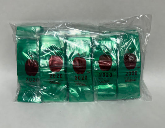 Apple Bags Mini Zip Resealable Baggies, 2020 Green 2" x 2" 100ct / 1000ct / 3000ct