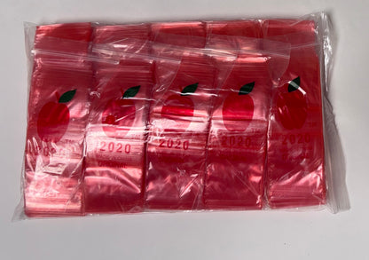 Apple Bags Mini Zip Resealable Baggies, 2020 Red 2" x 2" 100ct / 1000ct / 3000ct
