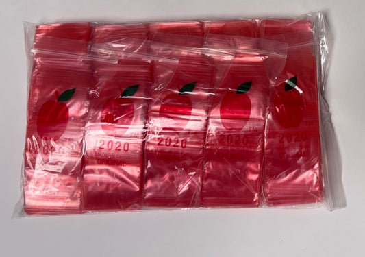 Apple Bags Mini Zip Resealable Baggies, 2020 Red 2" x 2" 100ct / 1000ct / 3000ct