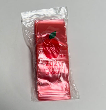 Apple Bags Mini Zip Resealable Baggies, 2020 Red 2" x 2" 100ct / 1000ct / 3000ct