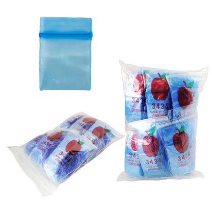Apple Bags Mini Zip Resealable Baggies, 3434 Blue 0.75" x 0.75" 100ct / 1000ct / 3000ct