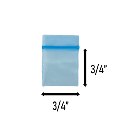 Apple Bags Mini Zip Resealable Baggies, 3434 Blue 0.75" x 0.75" 100ct / 1000ct / 3000ct