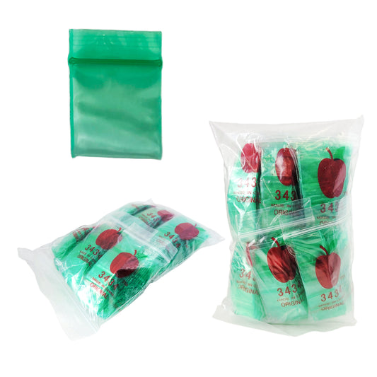 Apple Bags Mini Zip Resealable Baggies, 3434 Green 3/4" x 3/4" 100ct / 1000ct / 3000ct