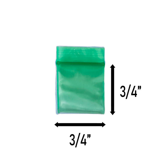 Apple Bags Mini Zip Resealable Baggies, 3434 Green 3/4" x 3/4" 100ct / 1000ct / 3000ct