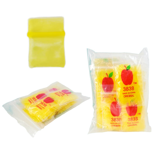 Apple Bags Mini Zip Resealable Baggies, 3838 Yellow 3/8" x 3/8" 100ct / 1000ct / 3000ct