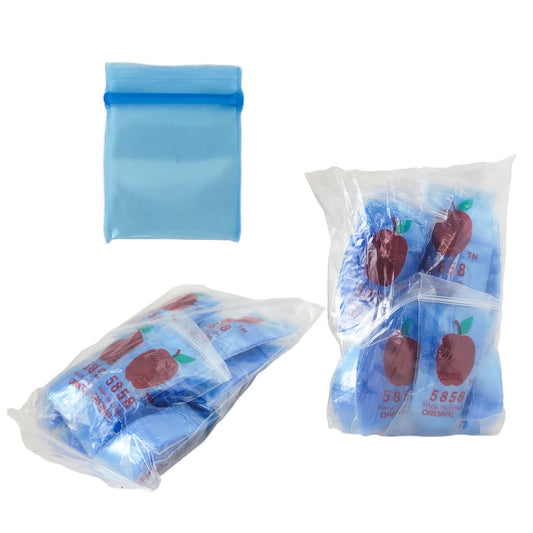Apple Bags Mini Zip Resealable Baggies, 5858 Blue 5/8" x 5/8" 100ct / 1000ct / 3000ct