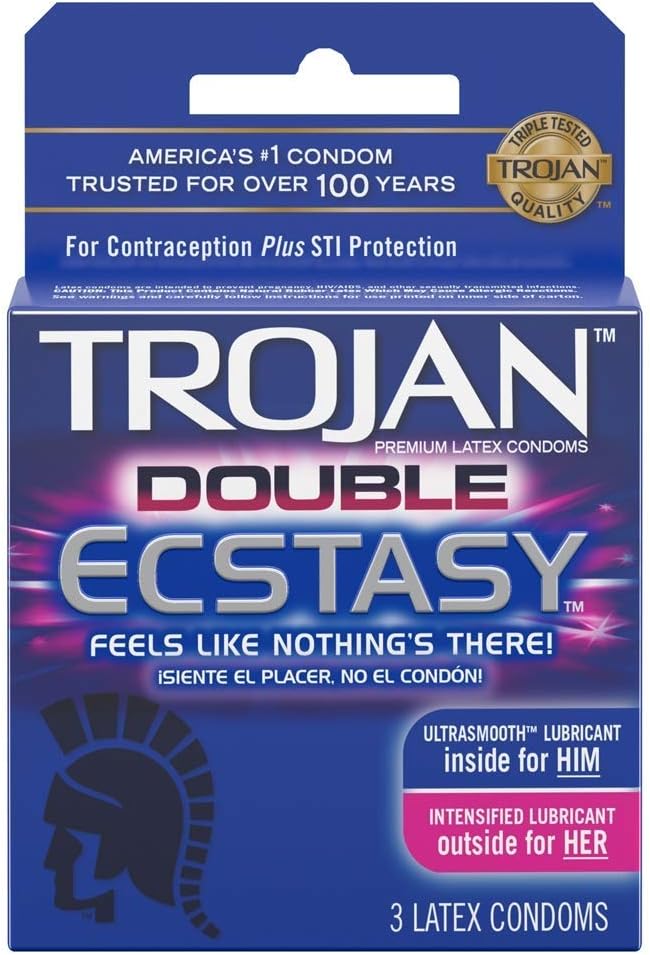 Trojan Double Ecstasy Condoms 3 Count Pack