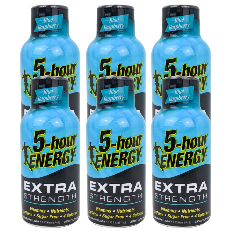 Extra Strength Blue Raspberry 5-Hour Energy Drink Shots 1.93oz - 6 Bottles