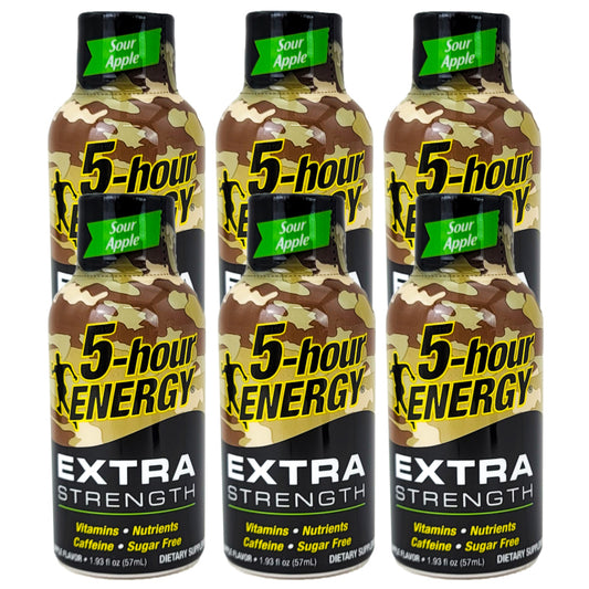 Extra Strength Sour Apple 5-Hour Energy Drink Shots 1.93oz - 6 Bottles