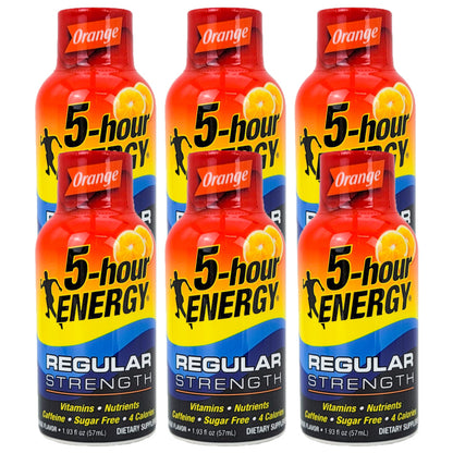 Regular Strength Orange 5-Hour Energy Drink Shots 1.93oz - 6 Bottles