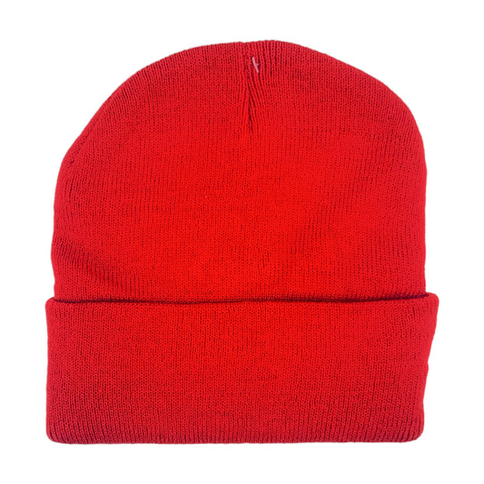 Red Unisex Cuffed Knit Winter Beanie, 1ct to 12ct