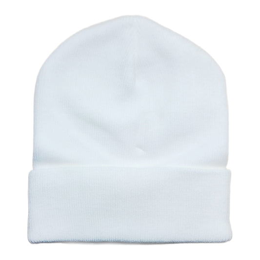 White Unisex Cuffed Knit Winter Beanie, 1ct to 12ct