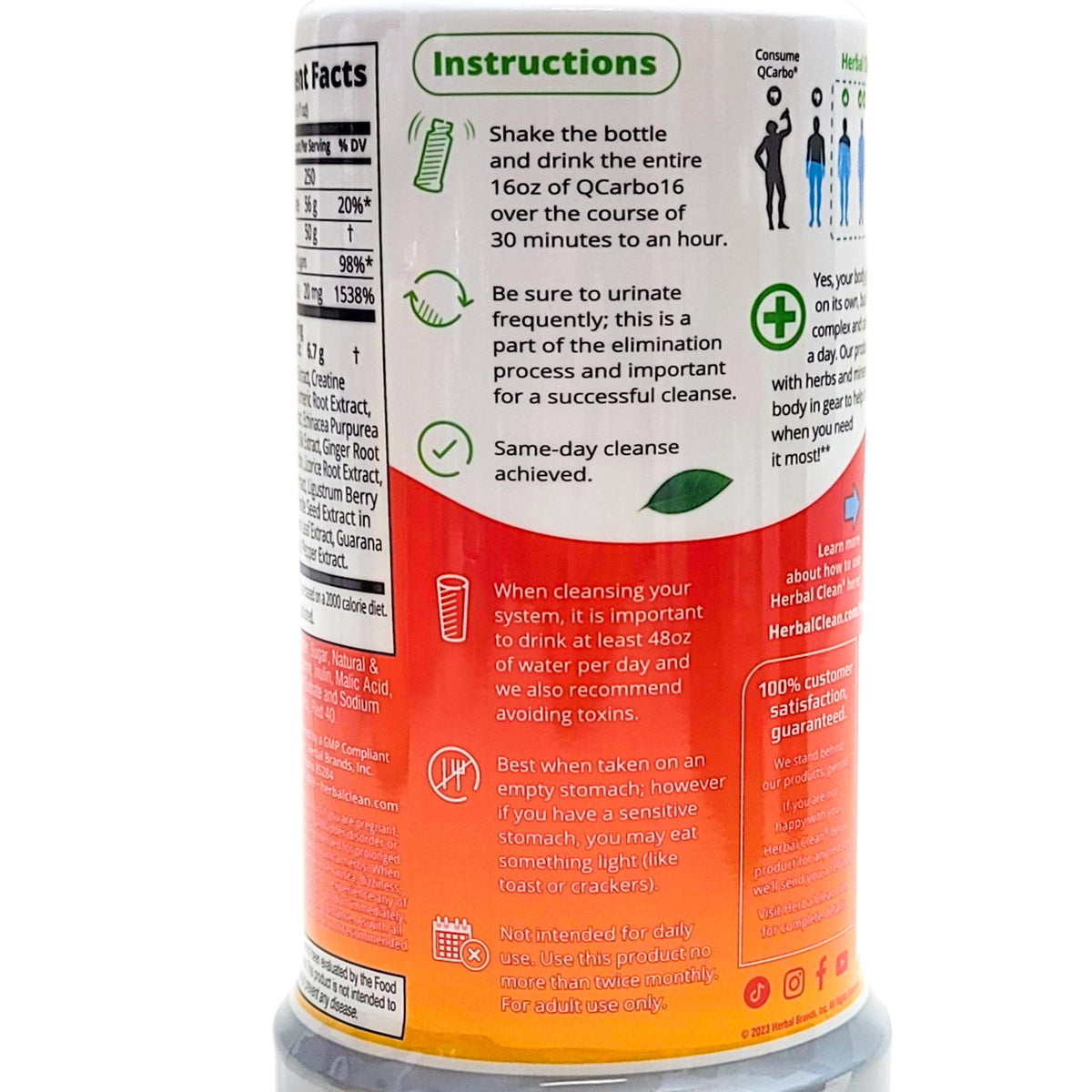 Herbal Clean Qcarbo16 16oz, Straw-Mango