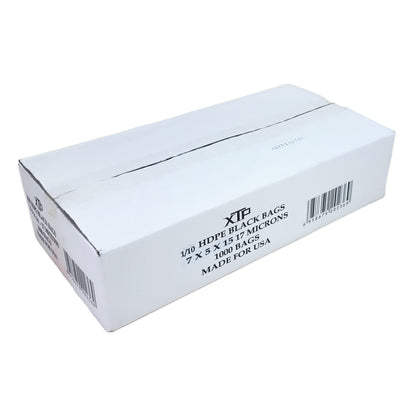 XTP 1/10 HDPE Black T-Shirt Bags, 7x5x15, 17 Microns, 100ct to 2,000ct