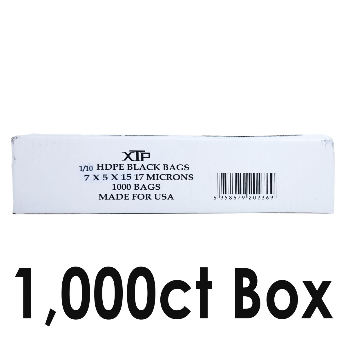 XTP 1/10 HDPE Black T-Shirt Bags, 7x5x15, 17 Microns, 100ct to 2,000ct